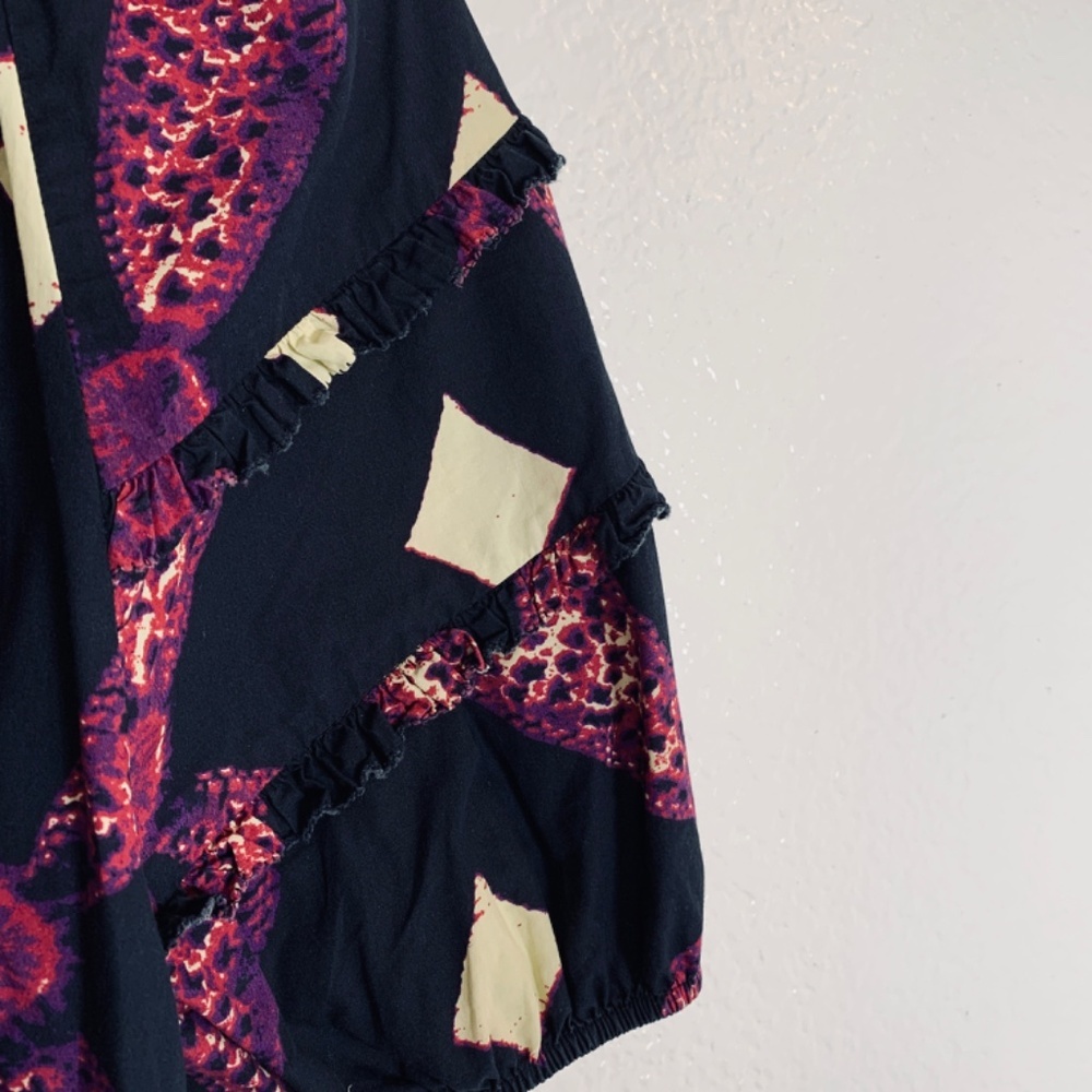 Ulla Johnson Arusi Top Plum Purple Womens Size 2 Short Sleeve Boho Diamond Print - Picture 9 of 14